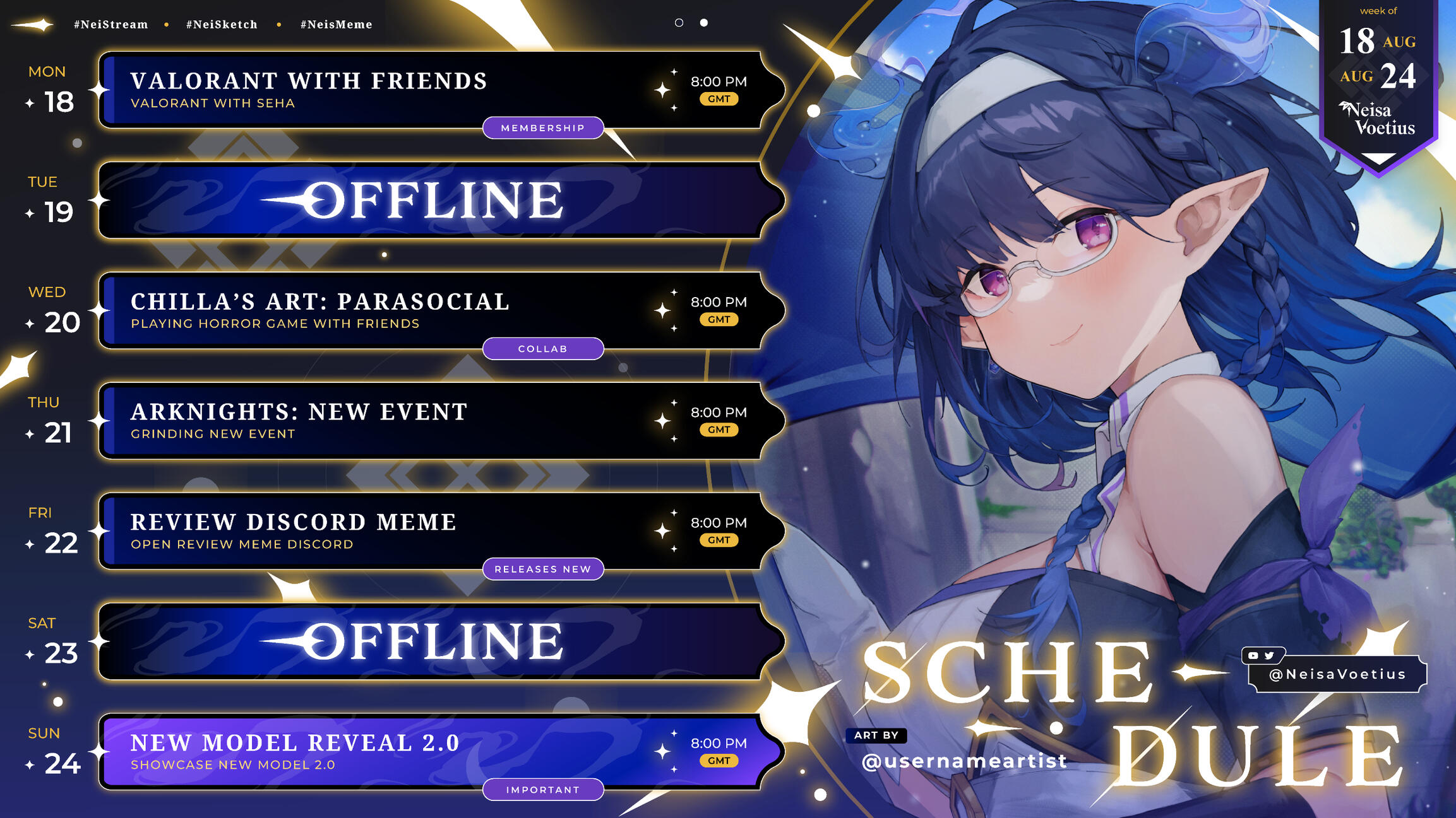 Neisa Voetius EVREN Vtuber Stream Schedule